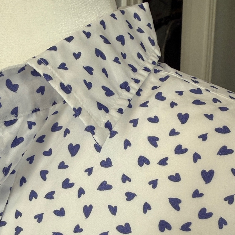 Frank & Eileen White Button Down with Blue heart … - image 4